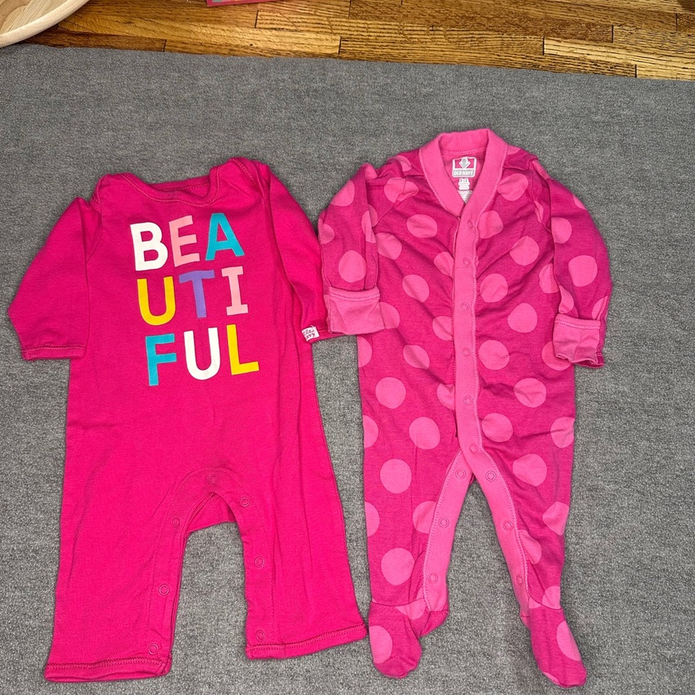 Old Navy Pink and Colorful Kids Footies